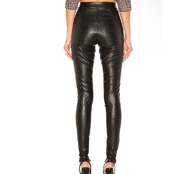 Danielle Guizio Black Ultra High Waisted Faux Leather Belted Skinny Pants Small - Picture 9 of 15